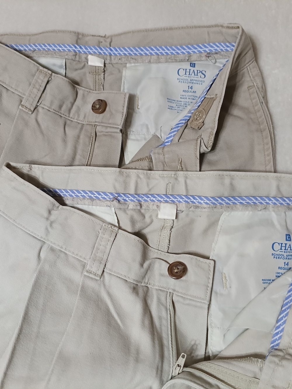 Chaps Boy's Khaki Cotton Chinos - Light Tan Size 14